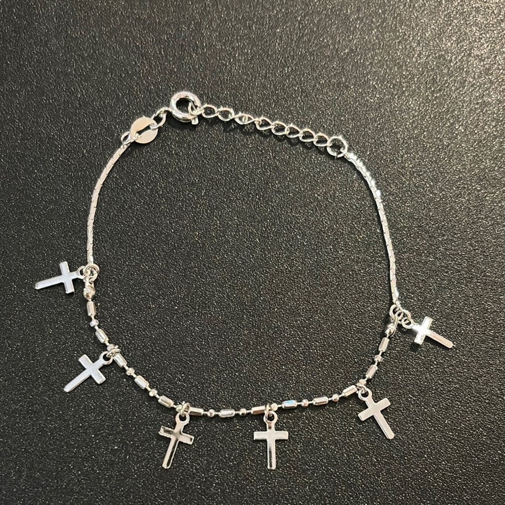 Vintage 18k gold plated 6 cross charm bracelet